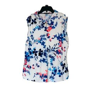 NWOT Tommy Hilfiger floral front zipper sleeveless summer top blouse